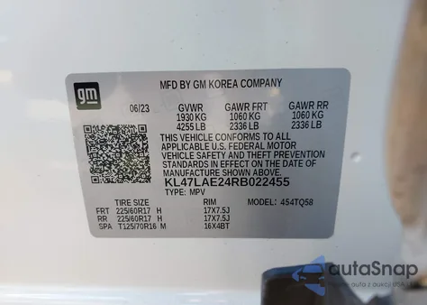 2024 Buick Envista Preferred Fwd z USA, uszkodzony, nr VIN KL47LAE24RB022455